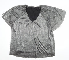 Papaya Curve Women Silver V-Neck Tunic Blouse Size 18