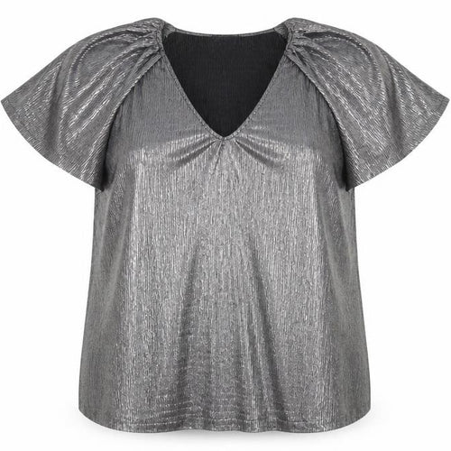 Papaya Curve Women Silver V-Neck Tunic Blouse Size 18