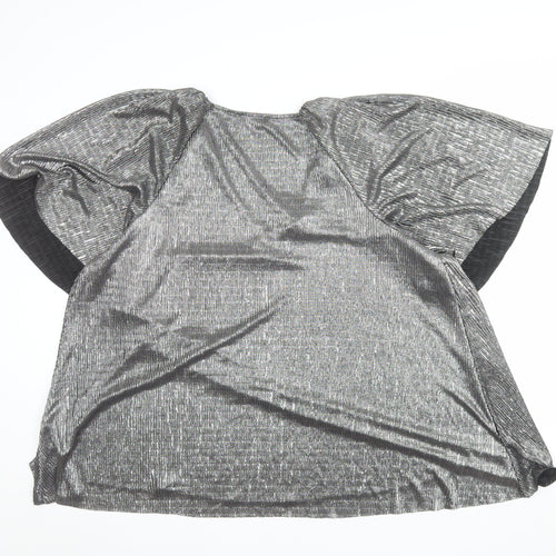 Papaya Curve Women Silver V-Neck Tunic Blouse Size 18