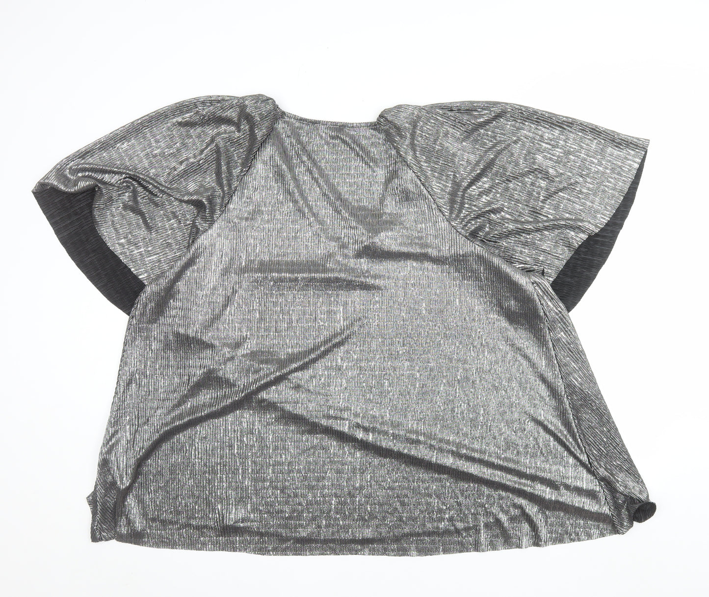 Papaya Curve Women Silver V-Neck Tunic Blouse Size 18