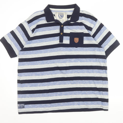 West Bromwich Albion Men’s Blue Striped 2XL Cotton Polo Shirt