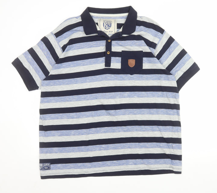 West Bromwich Albion Men’s Blue Striped 2XL Cotton Polo Shirt