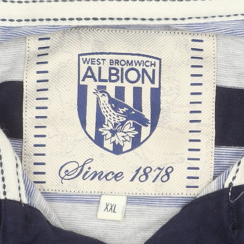 West Bromwich Albion Men’s Blue Striped 2XL Cotton Polo Shirt