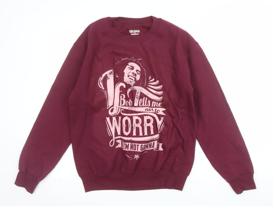 Gildan Men's Red Graphic Print Pullover Sweatshirt Small