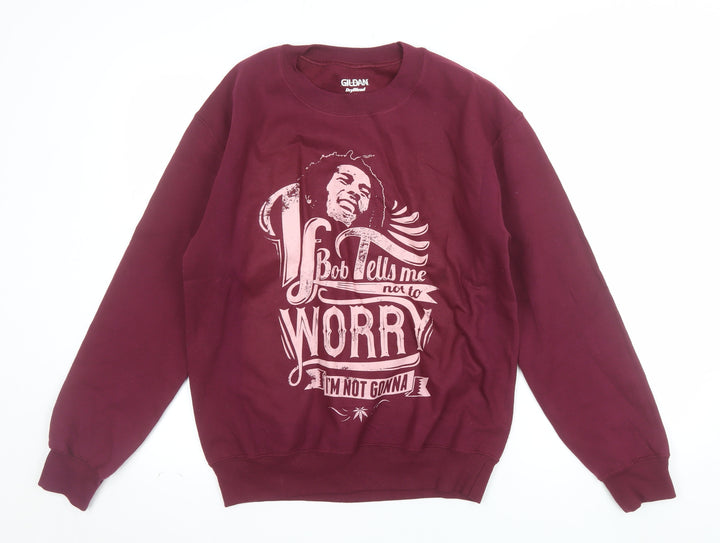 Gildan Men's Red Graphic Print Pullover Sweatshirt Small