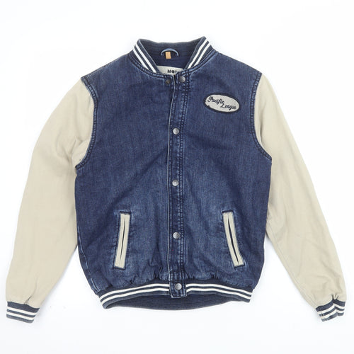 Topshop Moto Women's Blue Varsity Jacket UK 8 Cotton Denim