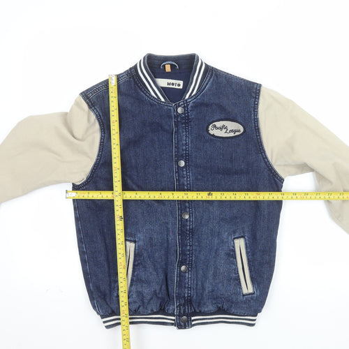 Topshop Moto Women's Blue Varsity Jacket UK 8 Cotton Denim