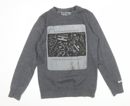 FCT07 Guys Crew Mens Grey XS Pullover Sweatshirt Graphic Print