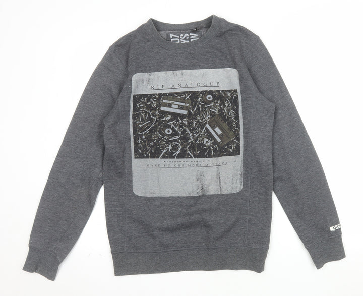 FCT07 Guys Crew Mens Grey XS Pullover Sweatshirt Graphic Print