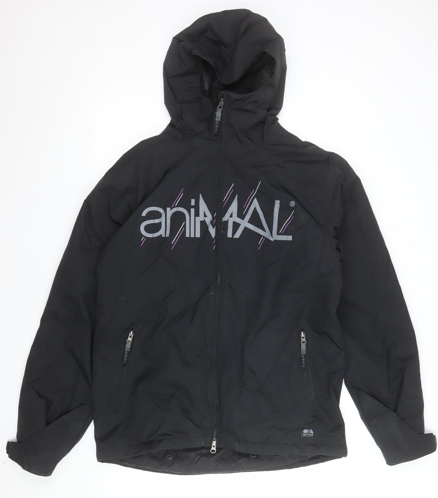 Animal Mens Black Hooded Puffer Jacket Size M Water Resistant