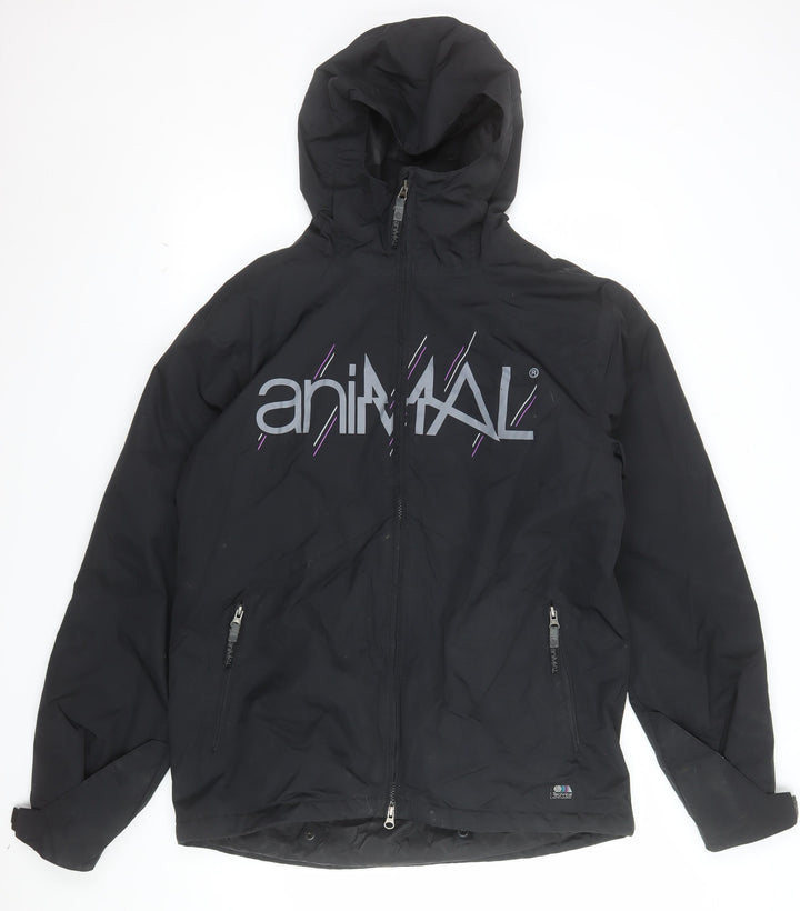 Animal Mens Black Hooded Puffer Jacket Size M Water Resistant