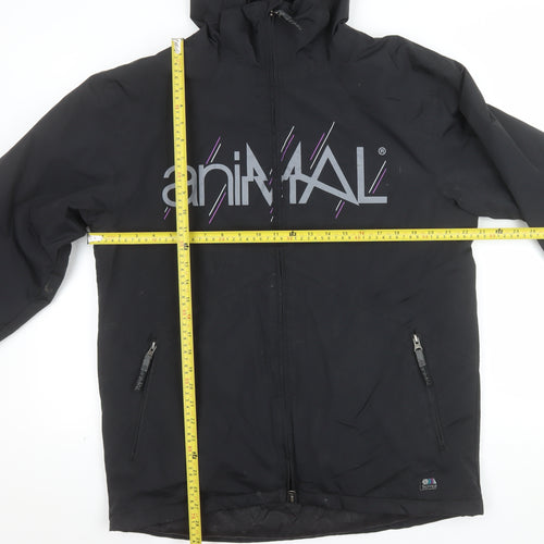 Animal Mens Black Hooded Puffer Jacket Size M Water Resistant