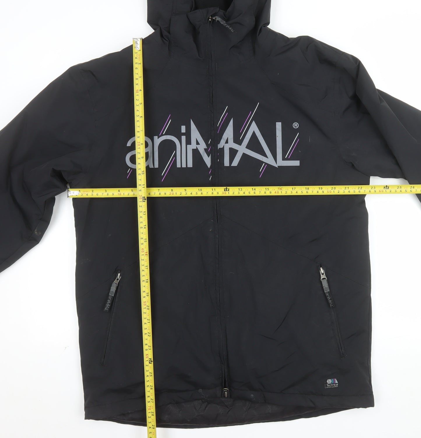 Animal Mens Black Hooded Puffer Jacket Size M Water Resistant