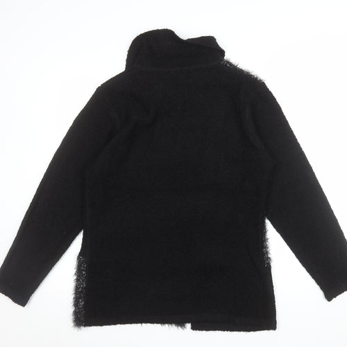 AL PARADISE Womens Black Collared Knit Pullover Jumper L