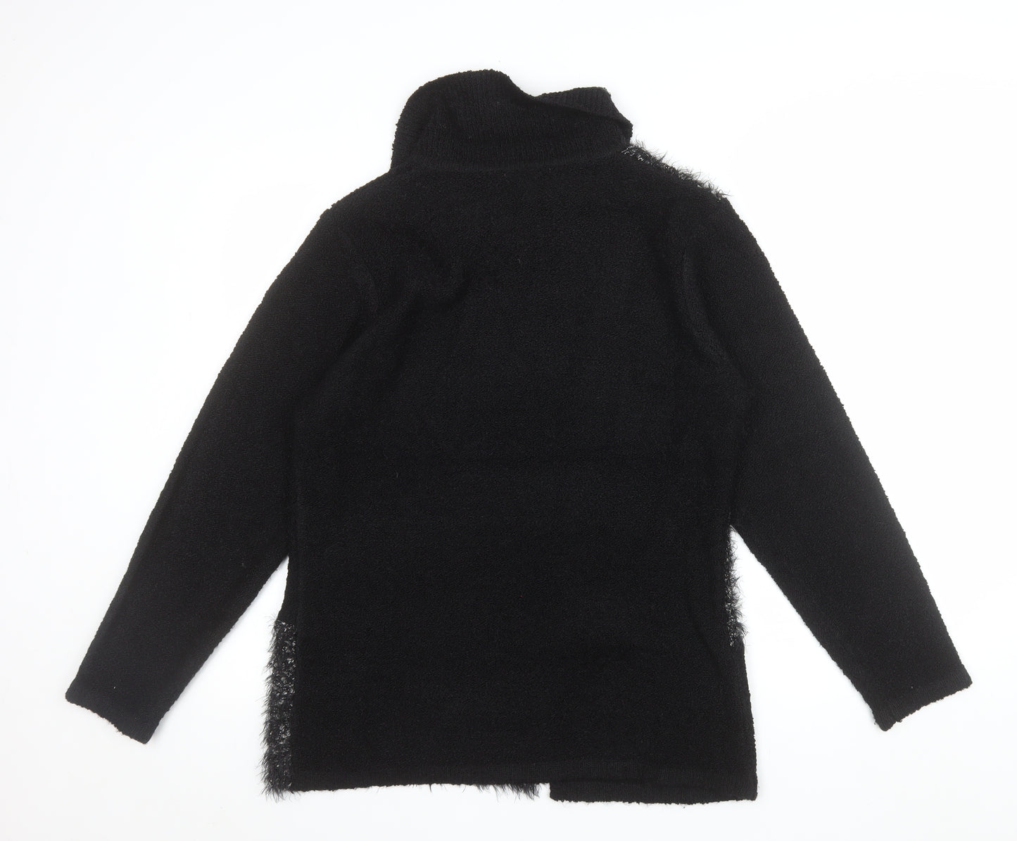 AL PARADISE Womens Black Collared Knit Pullover Jumper L