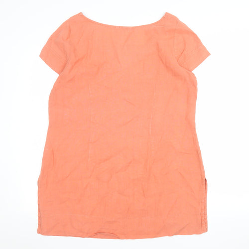 Marks and Spencer Women Orange Linen Shift Dress Size 18 Short Sleeve