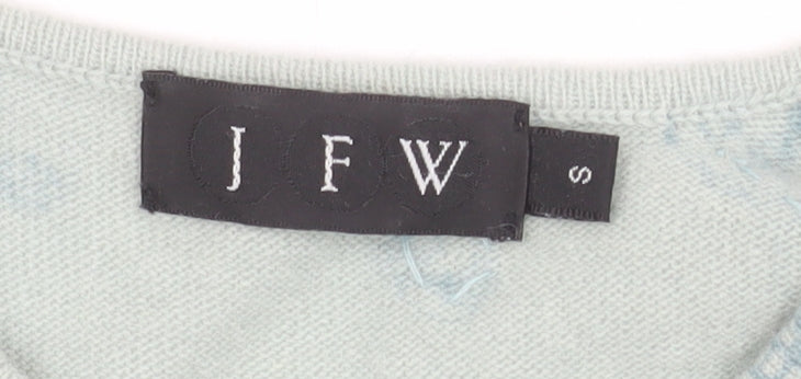 JFW Womens Green Floral Angora Wool Short Sleeve Pullover Jumper Size S