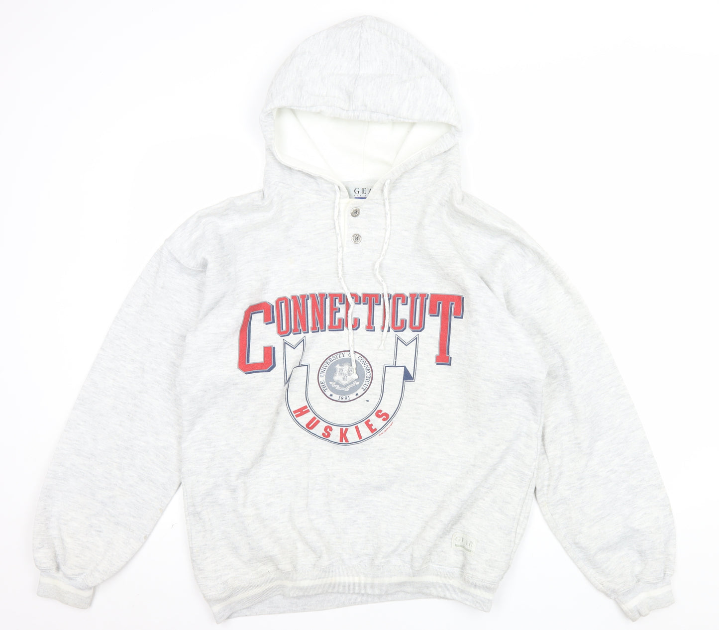 Gear For Sports Men’s Grey Henley Hoodie Medium University Graphic