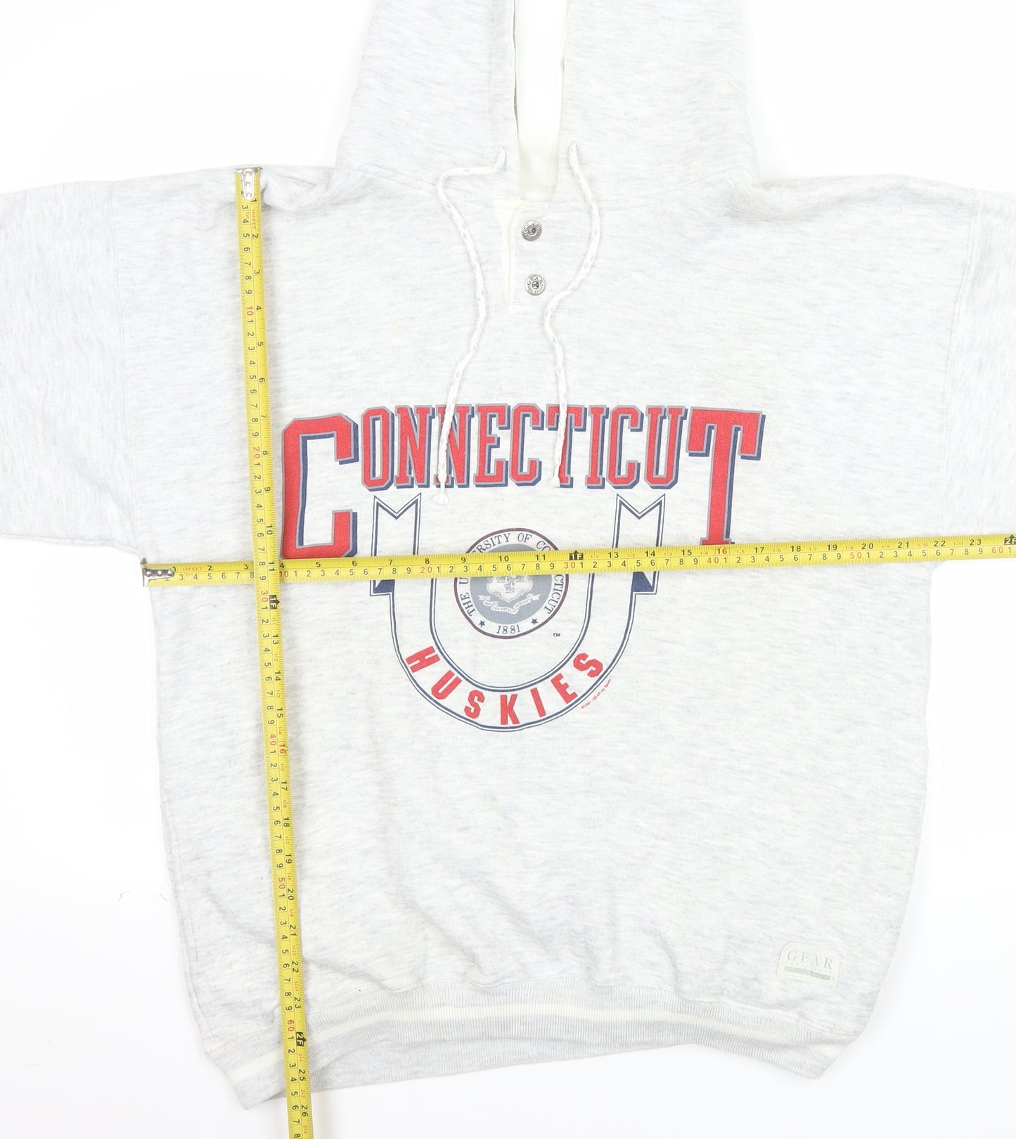 Gear For Sports Men’s Grey Henley Hoodie Medium University Graphic