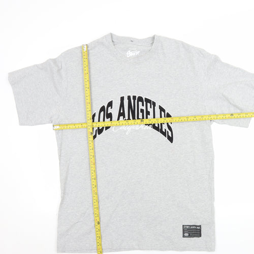 Pull & Bear Men's Grey Los Angeles Graphic Cotton T-Shirt L