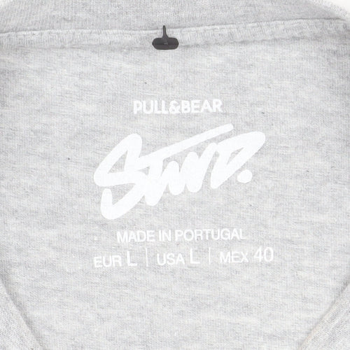 Pull & Bear Men's Grey Los Angeles Graphic Cotton T-Shirt L
