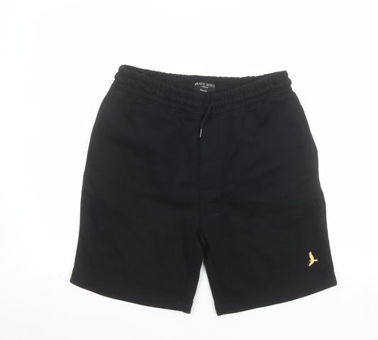 Brave Soul Men's Black Small Sweat Shorts Elastic Waist Casual
