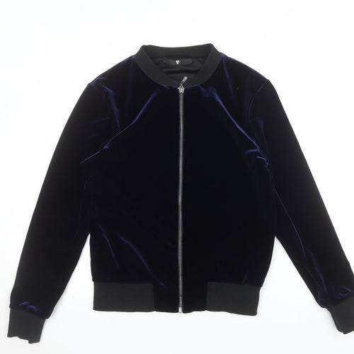 V by Very Women’s Blue Velvet Bomber Jacket UK 8