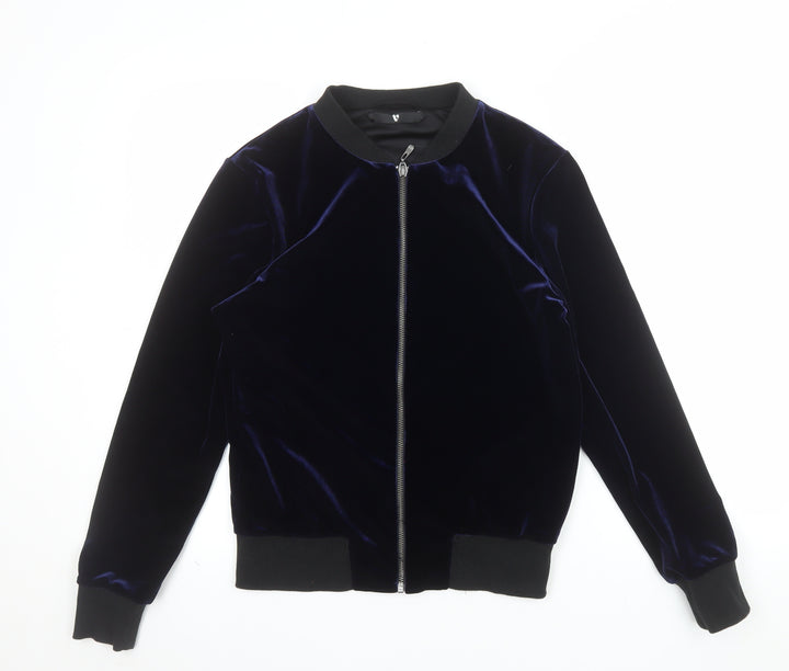 V by Very Women’s Blue Velvet Bomber Jacket UK 8