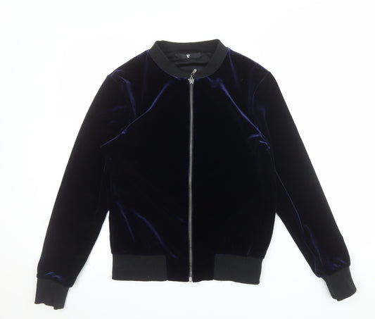 V by Very Women’s Blue Velvet Bomber Jacket UK 8