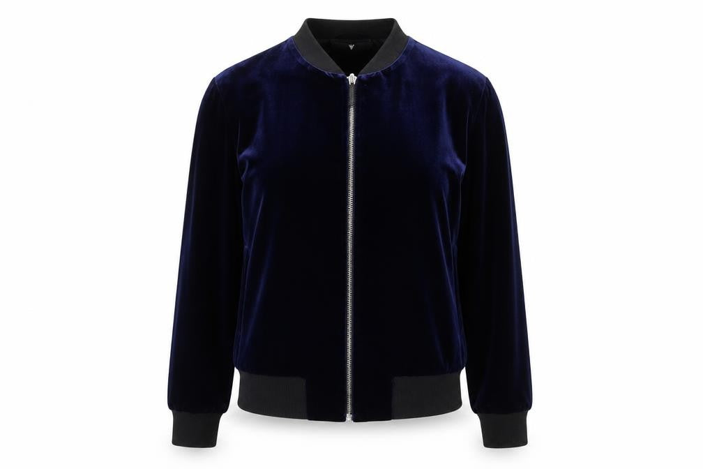 V by Very Women’s Blue Velvet Bomber Jacket UK 8