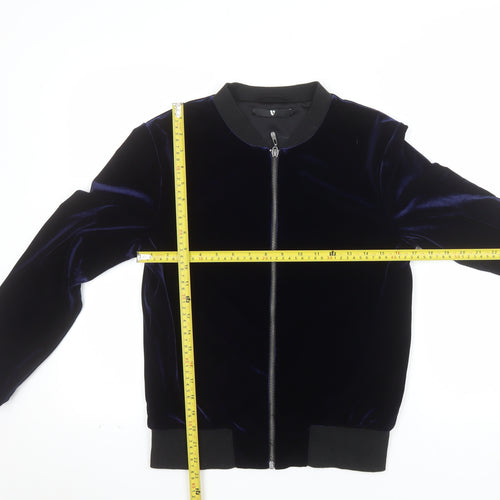V by Very Women’s Blue Velvet Bomber Jacket UK 8