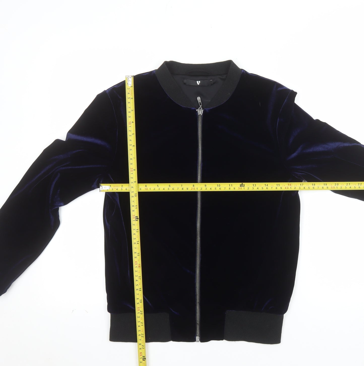V by Very Women’s Blue Velvet Bomber Jacket UK 8