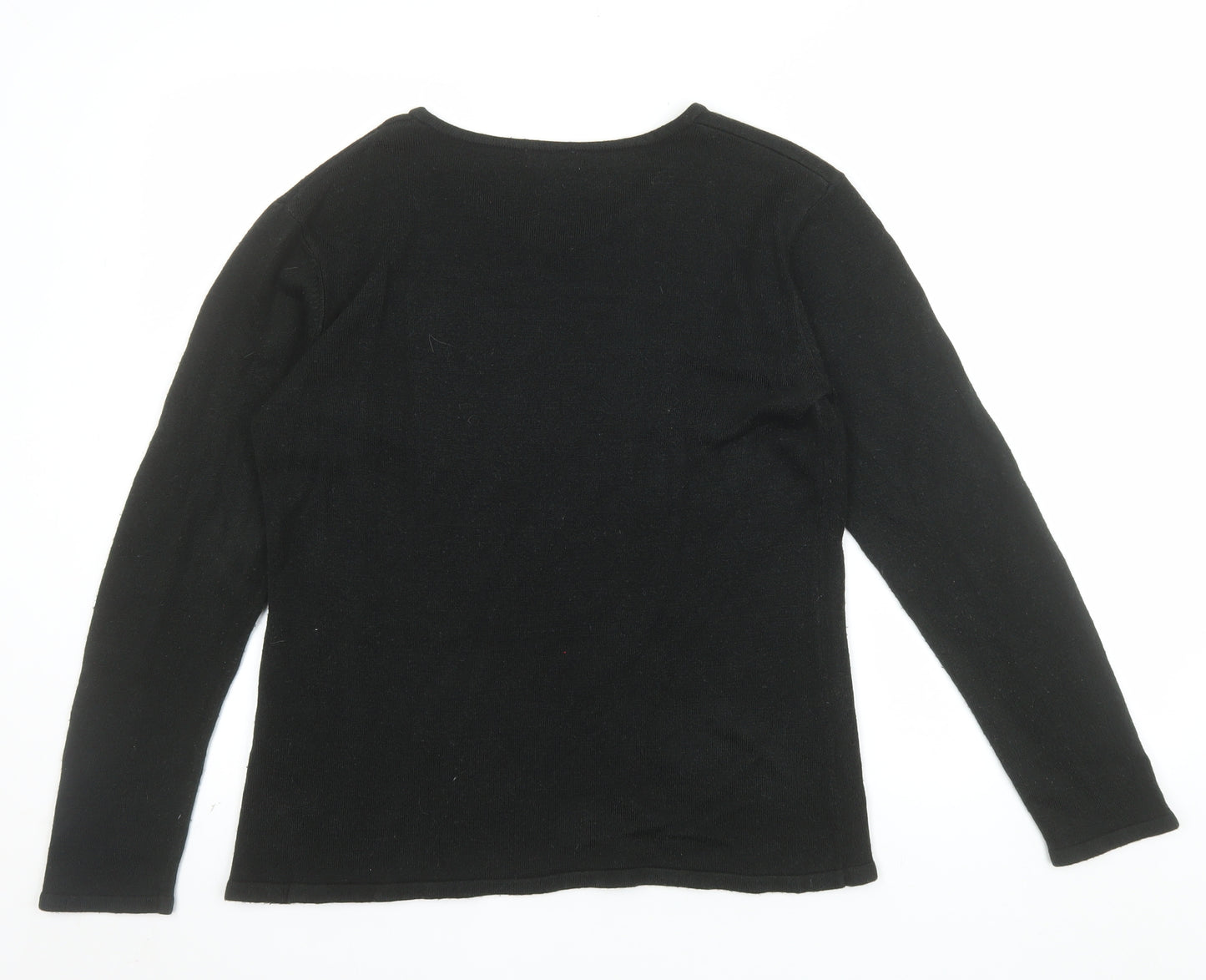 Damart Women’s Black Sequin V-Neck Acrylic Pullover Jumper Size S