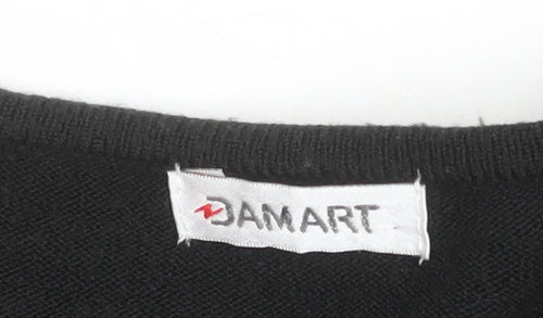 Damart Women’s Black Sequin V-Neck Acrylic Pullover Jumper Size S