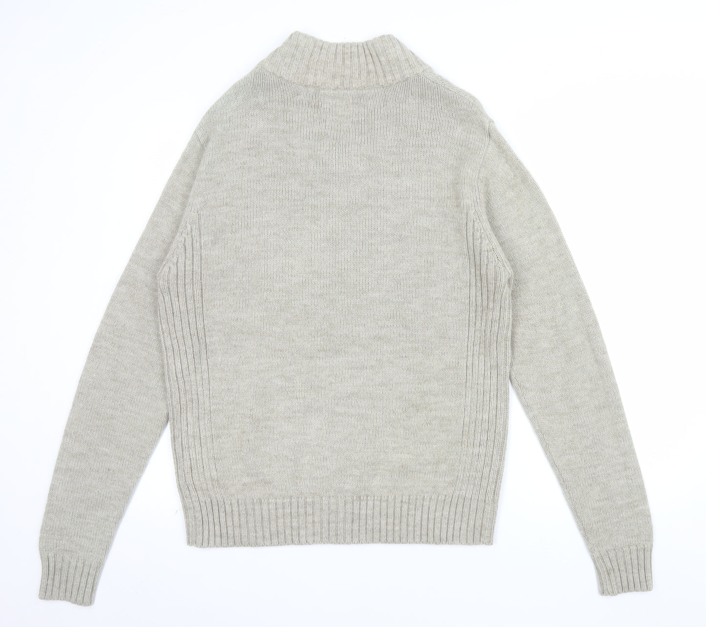 Ambrose Brand & Co Men's Beige Wool Blend Shawl Neck Pullover Jumper M