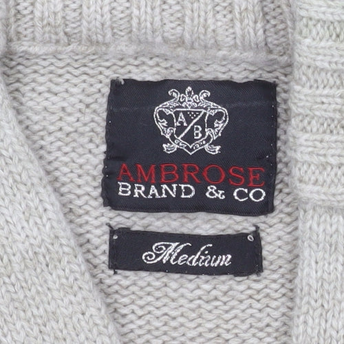Ambrose Brand & Co Men's Beige Wool Blend Shawl Neck Pullover Jumper M