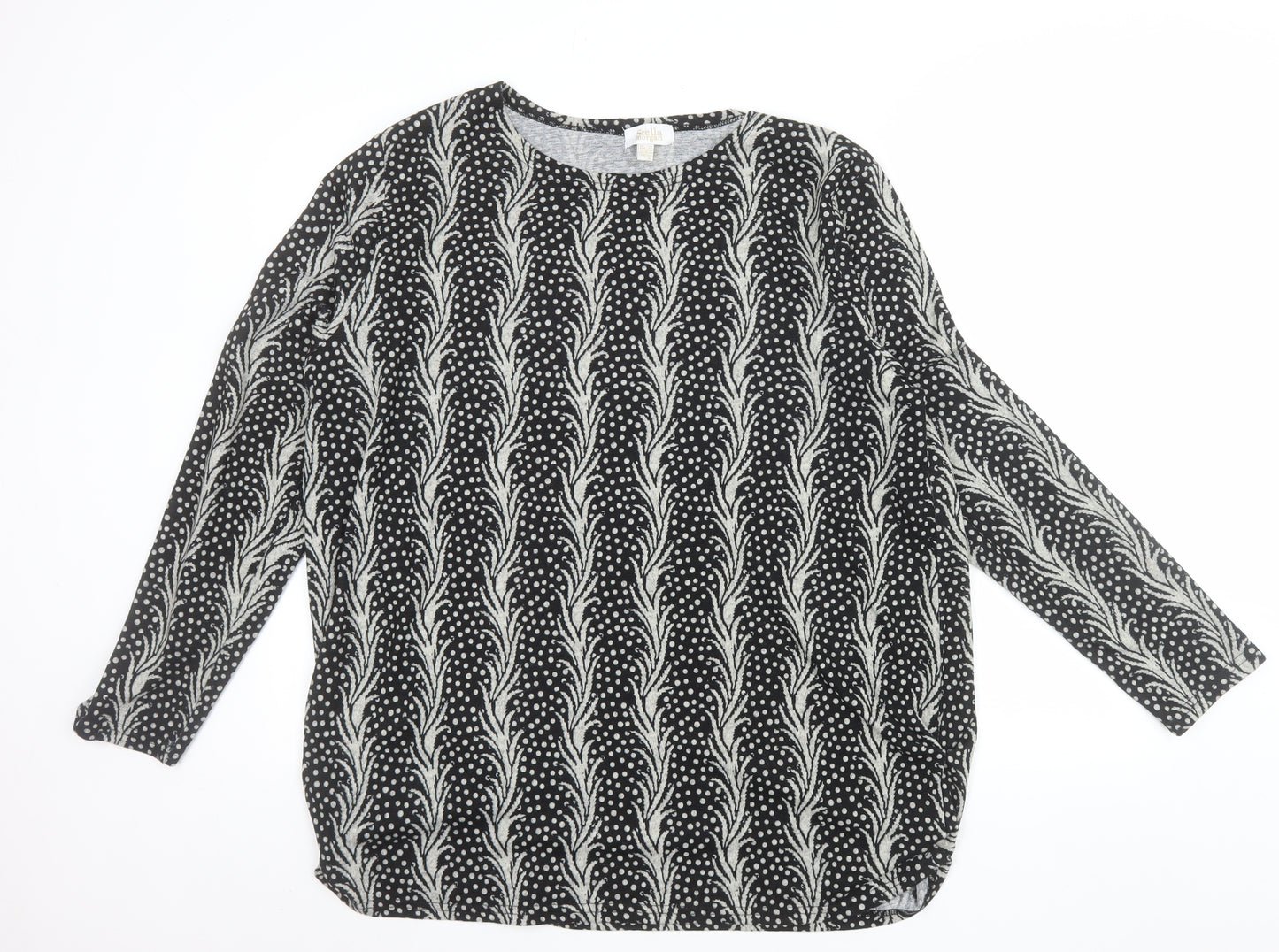 Stella Morgan Women's Black Geometric Long Sleeve Pullover Jumper Size 14