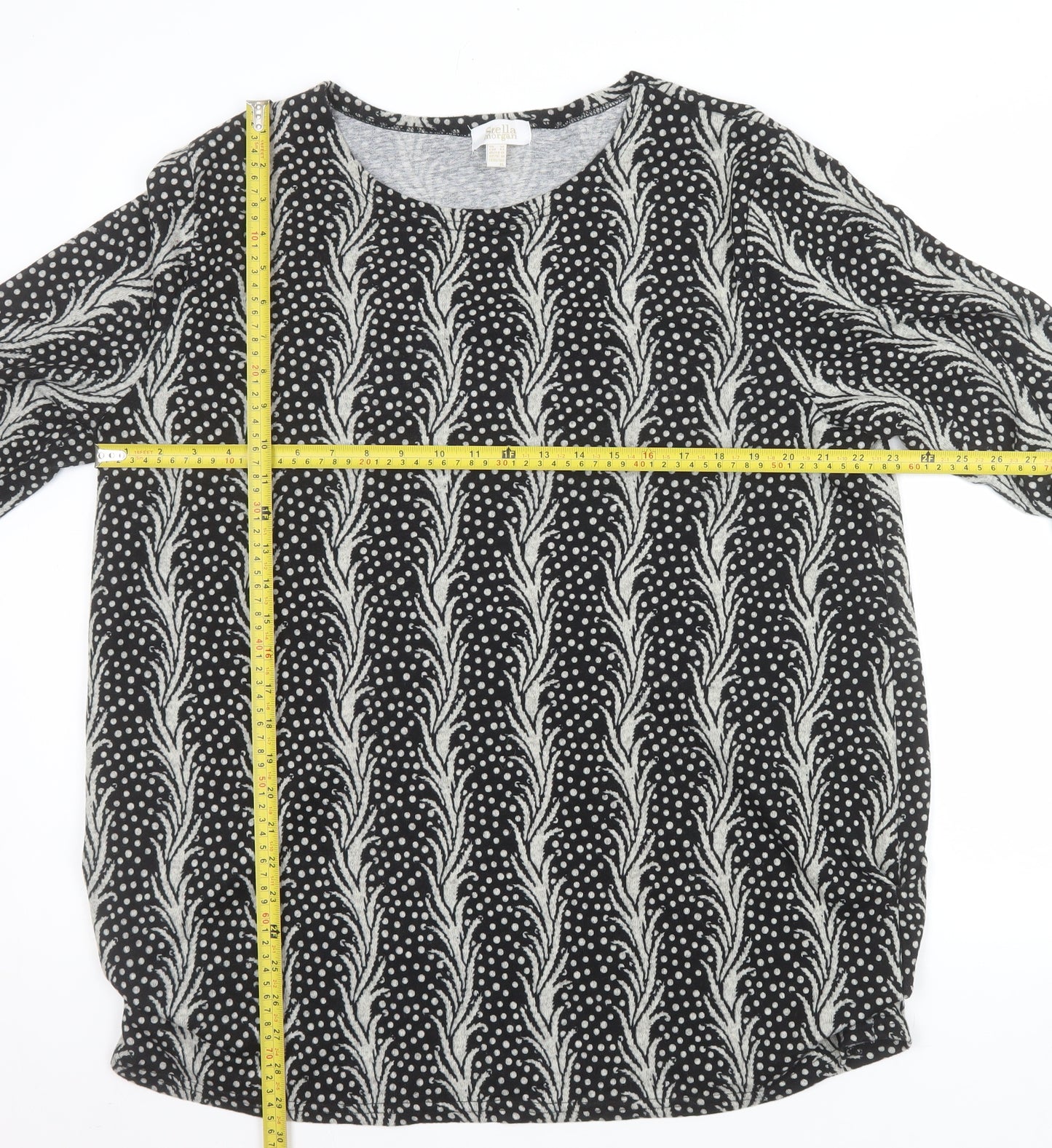 Stella Morgan Women's Black Geometric Long Sleeve Pullover Jumper Size 14