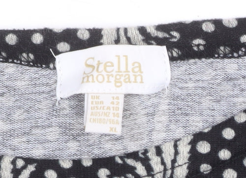 Stella Morgan Women's Black Geometric Long Sleeve Pullover Jumper Size 14
