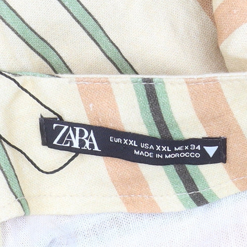 Zara Women Beige Striped Halter Midi Dress Size 18 Summer Boho