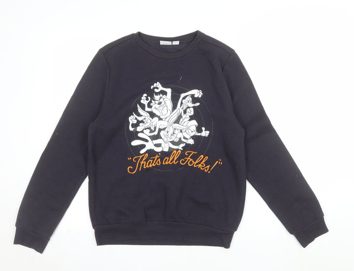 Looney Tunes Womens Black XS Pullover Sweatshirt Taz Graphic
