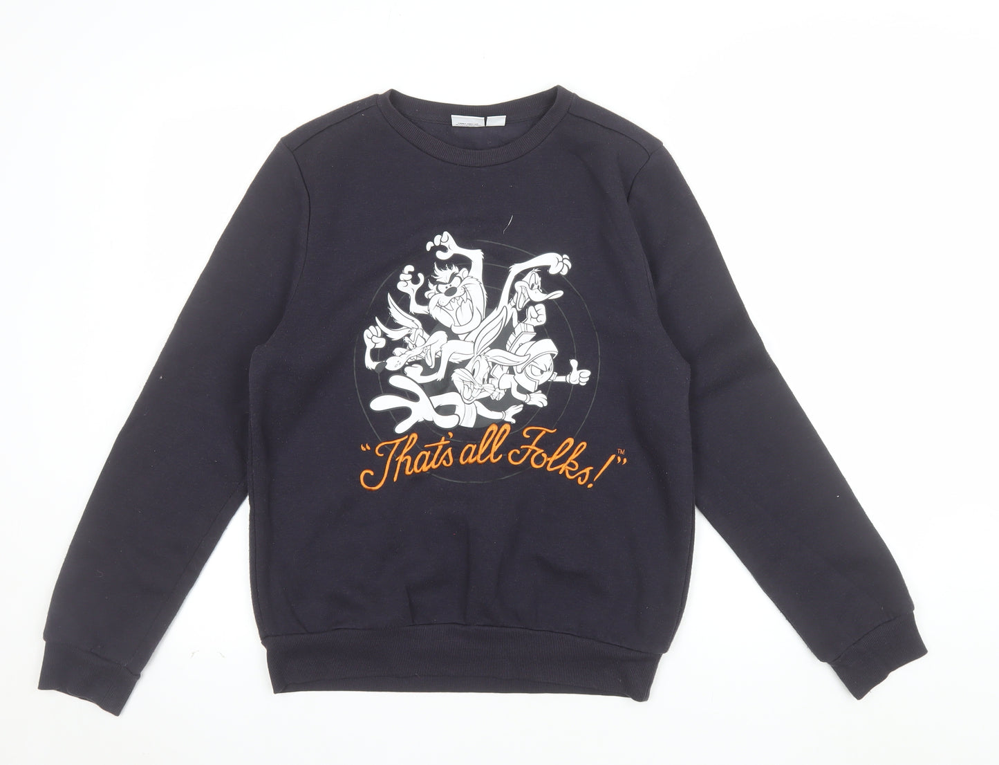 Looney Tunes Womens Black XS Pullover Sweatshirt Taz Graphic