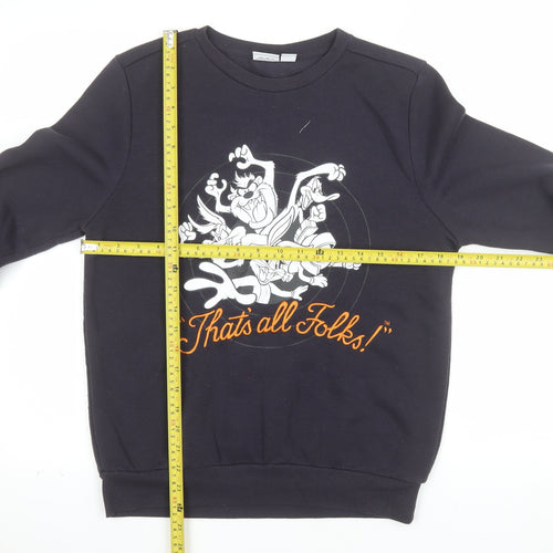 Looney Tunes Womens Black XS Pullover Sweatshirt Taz Graphic