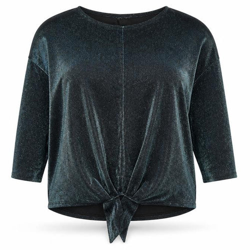 Principles Women’s Black Glitter Tie Front 3/4 Sleeve Tunic Blouse Size 14