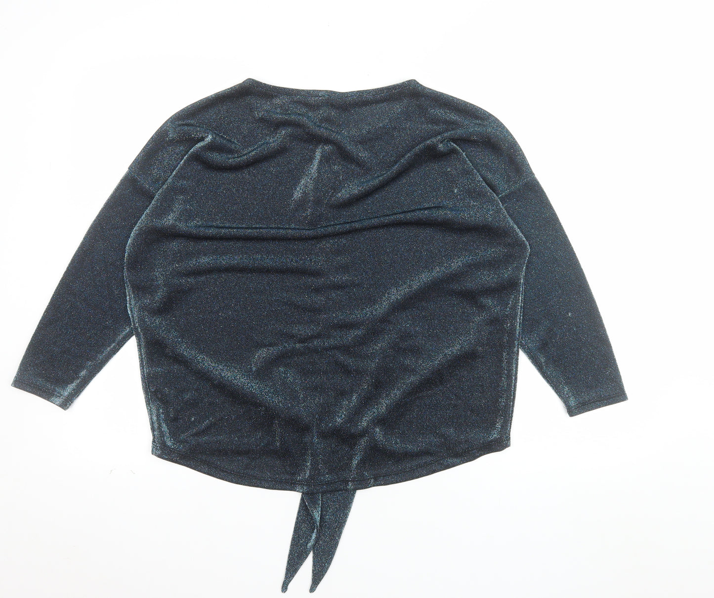 Principles Women’s Black Glitter Tie Front 3/4 Sleeve Tunic Blouse Size 14
