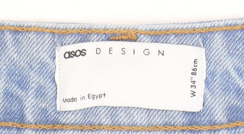 ASOS Women’s Blue Denim Mom Shorts Size 16 High Waist Casual