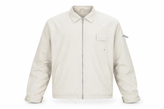Front view of Scott & Fox Men's Beige Full Zip Polyester Jacket L