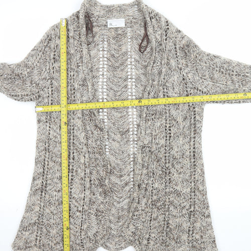 BHS Women Beige Open Knit Long Sleeve Cardigan M