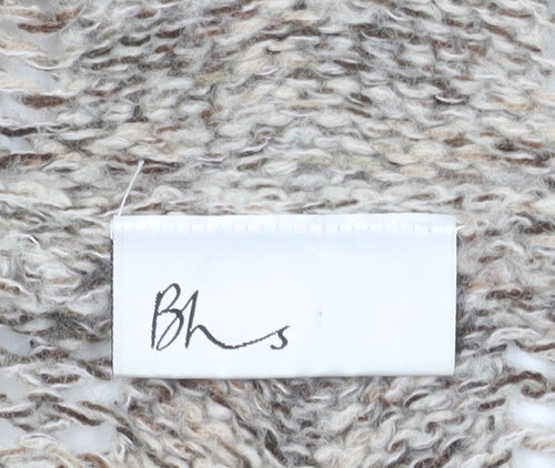BHS Women Beige Open Knit Long Sleeve Cardigan M