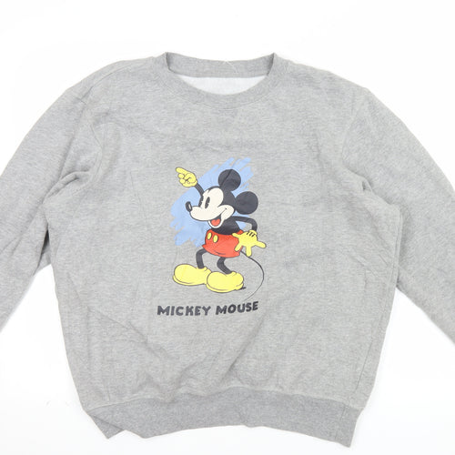GU Men's Grey Mickey Mouse Graphic Pullover Sweatshirt Size L